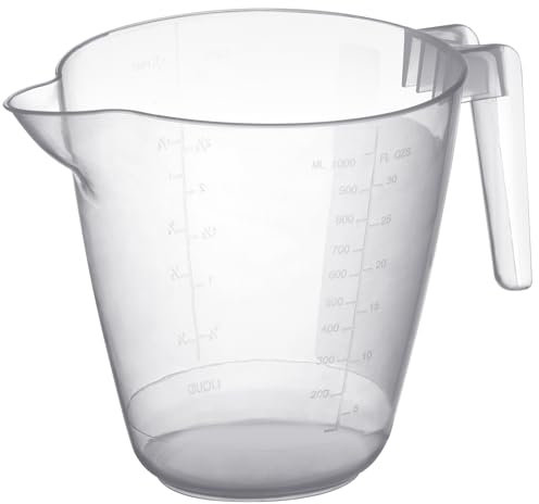Hardys Plastic Measuring Jug, 1 Litre - 1000ml Large, Clear Kitchen Measuring Jug with Strong Handle & Easy-Pour Spout - Measuring Cup, Ml, Fl Oz, Pint Markings