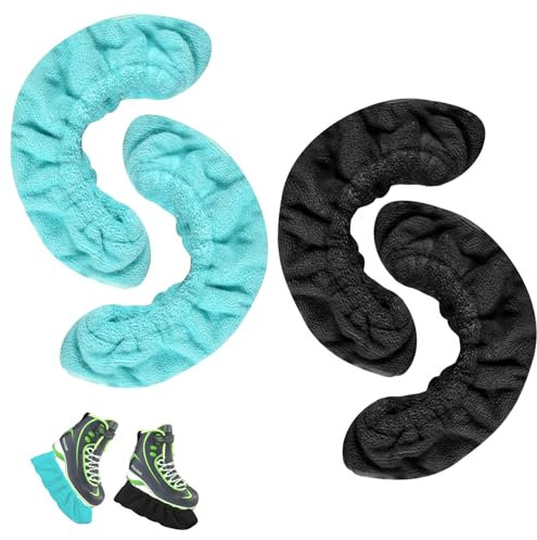 Newtic 2 Paar Kufenschoner für Schlittschuhe, Microfaser Eislaufkufen-Schoner für Hockey Schlittschuhe, Blau, Schwarz, Eiskunstlaufschuhe und Eislaufschuhe