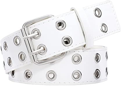 XIAOWU Nietengürtel Herren Damen Doppelloch Punk Gothic Gürtel Rock Hip Hop Mode für Hosen Jeans Röcke
