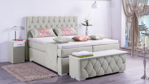 Boxspringbett Jana 240x220, VS-Alugrau, 7-Zohnen Taschenfederkernmatratze, Ergoflex - Inklusive Aufbau - Deutscher Hersteller