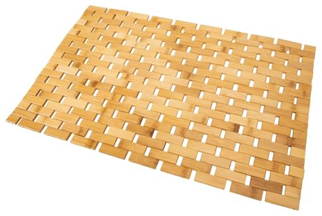 Ciieeo Bambus Badematte rutschfest und Komfortabel Natürliche Braune Fußmatte für Badezimmer und Eingangsbereich Dekorative Bambusmatte mit Blockform