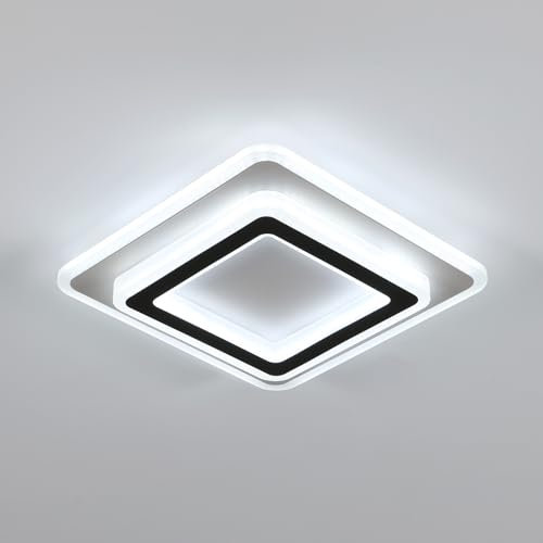 Lámpara de Techo LED, 38W 4725LM Plafón LED Techo Cuadrada Negro Moderno, Luz de Techo Moderna Acrílico para Dormitorio, Salon, Cocina, Baño, Pasillo, Blanco Frío 6500K, 29CM