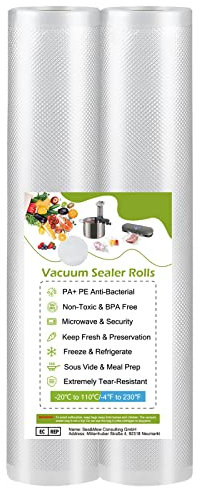 Vakuumierbeutel Vakuumbeutel Lebensmittel Vakuumierfolie Beutel - 28 x 300 cm 2 Rolls Profi-Folienschweißgerät Folie fuer Folienrollen Vakuumiergerät Sous Vide Vakuumier Beutel Gefrierbeutel