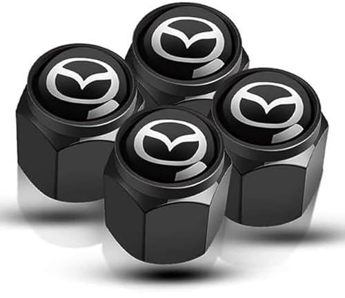 NKIANH Ventilkappen Auto für Mazda, Autoventil Kappe Reifenventilkappen Staubschutzkappen Rostfrei Ventilkappen Reifenkappen Ventilschaftkappen