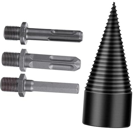 jojofuny 4stücke Teiliges Set Kegelspalter Bohrkopf Für Holzspalter Effiziente Splittwerkzeuge Für Elektrowerkzeuge Geeignet Für Holzarbeiten Inklusive Großer Viereckiger Und Runder