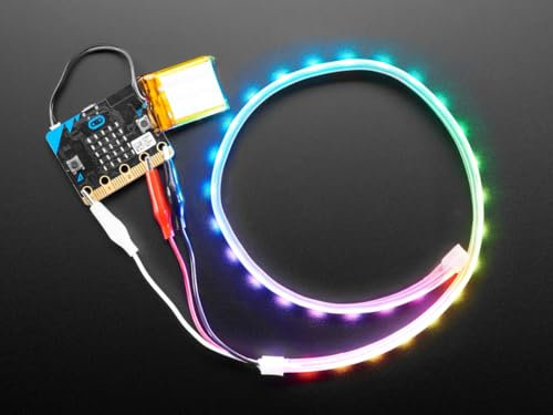 Adafruit NeoPixel LED-Streifen mit Krokodilklemmen, 60 LED/m, 0,5m lang, Black Flex, 3811