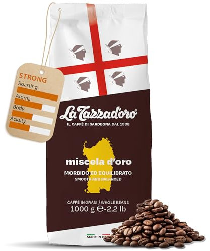 La Tazza D'oro Italian Coffee Beans 1kg (Medium Roast) - Miscela D'oro (90% Arabica / 10% Robusta) Whole Coffee Beans for Cafetiere, Moka Pot, Aeropress And Filter Brew - Part of the Kimbo Family
