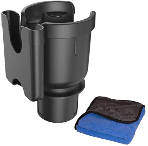 Car Cup Holder Expander Adapter, Adjustable Offset Base Retractable Rotating Car Cup Holder with Phone Mount, Multifunctional Cup Holder Extender for Large Bottles & Mugs