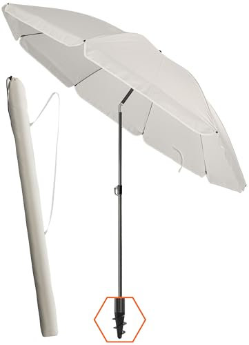 4smile Sonnenschirm Strand Ø 180 cm mit Hüll, Beige - UPF 50+ Strandschirm SunnyJoy, Strandschirm windfest stabil - Für zuverlässigen Sonnenschutz Strand, Sonnenschirm mit Schutzhülle