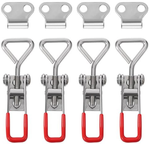 4 PCS Toggle Clamp Draw Latch Adjustable Pull Latchs Clamp Smoker Door Heavy Duty with Quick Metal Release Holding Capacity Adjustable Latch Lock Industrial Equipment Tire