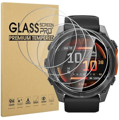 4 Stück Anti-Kratzer Schutzglas für Garmin Fenix 8 51mm/ Garmin Fenix 7X 51mm /7X Solar/Sapphire Solar Smartwatch, HD Gehärtetes Glas Schutzhülle, 9H Härte Schutzfolie Hülle, Displayschutz Folie