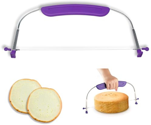 Yoljun Tortenschneider Tortenbodenschneider Edelstahl 32 cm mit Doppeldraht, Höhenverstellbare Tortensäge für gleichmäßige Tortenböden, Tortenteiler Kuchenschneider, Backutensilien & Torten Zubehör