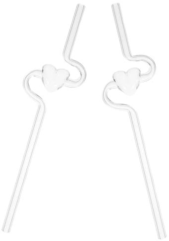 FOMIYES 2 pièces Pailles Verre Réutilisables Forme de Cœur Pailles Transparentes pour Cocktails Cafés Smoothies et Parfaites pour Dîners Occasions Spéciales