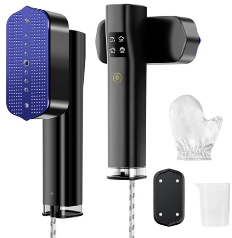 Stiratore Verticale 1200W, Ferro da Stiro da Viaggio 2-in-1 con Riscaldamento Rapido 15s, Mini Ferro da Stiro Verticale da Viaggio da 700 g per Indumenti, Ideale per Viaggi, Ufficio e Casa