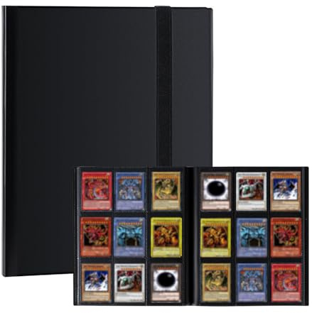 AMSGANK Sammelalbum für Karten, 30 Seiten Sammelkarten Album für bis zu 540 Karten für MTG, Sammelkarten, Sportkarten, Baseball, Fußballkarten, Geschenke für Sammler (Schwarz)