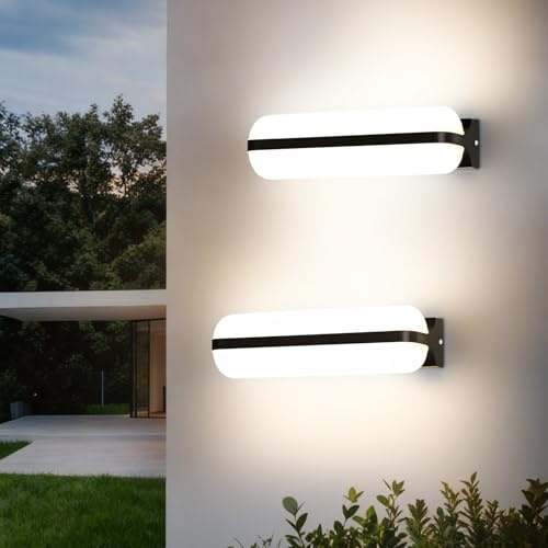 VivaLet 2 Piezas Aplique Pared Exterior/Interior 20W 2000LM, Iluminación Ascendente y Descendente Lampara Pared 4000K IP65, Luz LED Para Salón Pasillo Escalera Sótano Garaje Balcón Patio, Negro