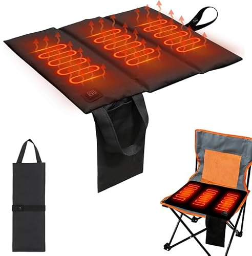 Beheiztes Sitzkissen USB, 44x40cm Großformat Tragbares Faltbares Beheizbare Wärmekissen mit 3 Einstellbare Temperatur, für Stadioncamping, Camping, Wandern