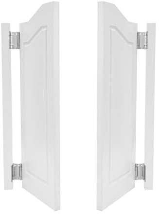 Lot de 2 portes battantes en bois de pin avec charnières à fermeture automatique et rotation à 180° - Double porte battante en bois de pin - Pour l'intimité dans le couloir, le jardin - 91 x 106,5 cm