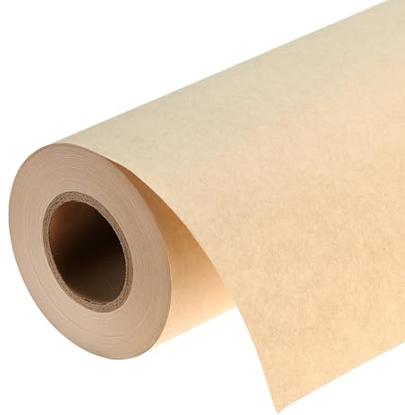 QWORK® Kraftpapier Rolle 45 cm x 50 m, 50g/m² Packpapier, Braunes Geschenkpapier, für Geschenkverpackung, Basteln & Versand