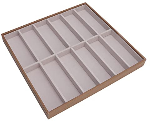 ZJchao Plateau de Rangement, Rangement de Lunettes de Soleil en Grain de Bois PU avec Plateaux de à Vue Ouverte, Tiroirs de pour Voyage ou Déménagement