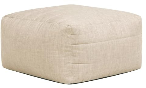 Icon Noa Sitzsack Hocker mit Füllung, Modular Sofa, Beige | In Deutschland Hergestellt, Boneless Sofa, Langlebiger Webstoff für Drinnen und Draußen, Fußhocker Garten und Terrasse