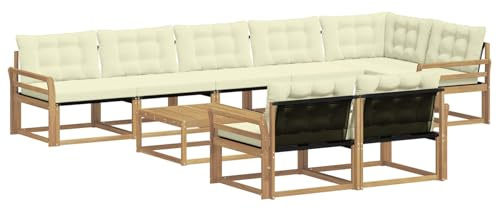 vidaXL Outdoor-Sofagarnitur 9 pcs Weiß und Creme 79 x 79 x 37 cm, Garten Ecksofa, modernes Outdoor-Lounge, Robustes Sitzset, Möbel für Terrasse, Komfort und Stil
