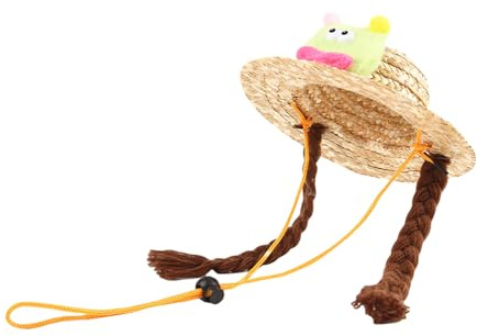 carotoe Sombrero de paja para cachorros, sombrero de sombrero para perro, cinturón de sol, uso al aire libre, traje para mascotas, sombreros de paja para perros pequeños