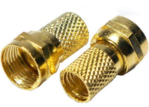 Loops 5x QUALITY GOLD F-Connector 6.4mm Coaxial RG6 Plug - Screw/Twist On F-Type Cable Ends - Male Sky Virgin Satellite/Aerial Coax Jack