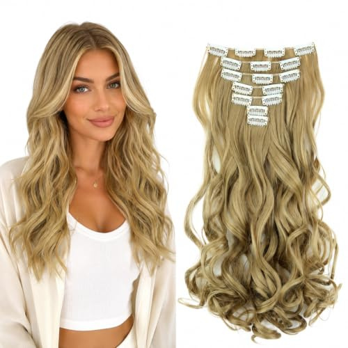 CAISHA XL 7er 45cm CLIP IN EXTENSIONS Haarverlängerung Blond CE3-1