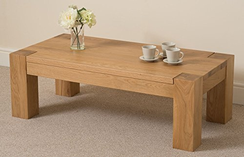 Oak Furniture King Kuba Oak Coffee Table, Natural Wood Living Room Table, 120 x 60 cm, Natural Finish, Large, (Assembled)