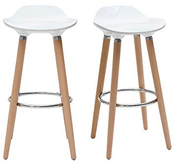 Miliboo Design-Barhocker Weiß skandinavisch 2er-Set Gilda