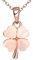 IzuBizu London Womens 18 CT Gold Pink Rose Flower Necklace Four Leaf Clover Lucky Pendant Birthday Anniversary Mother's Day Jewellery