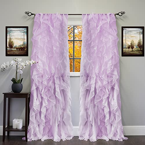 Sweet Home Collection Vorhang, Voile, vertikal, gerafft, 213 x 127 cm, 2 Stück. Shabby Chic 96 x 50 Lavendel
