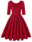 MINTLIMIT Women Vintage Floral Cocktail Dress Short Sleeve Retro Tea Dress Vintage Dress Long (Solid Red,Size M)