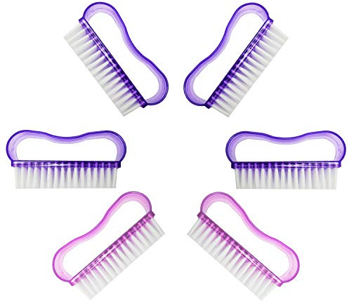 6pk Nail Brushes for Cleaning Nails | Nail Brush Set | Soft Bristle Nail Cleaning Brush | Bright Assorted Colours | Nailbrush With Handle | Nail Brush Cleaner | Nail Scrubbing Brush + SOL Sticker