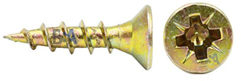 Lot de 200 vis 4,5 x 18 mm tout filetage IROX acier zingué jaune tête croix Pozidriv PZD plateau évasé vis pour bois et aggloméré 4,5 x 18 panneaux