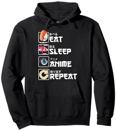 Manga Kawaiano Giapponese - Cute Eat Sleep Anime Repeat Felpa con Cappuccio