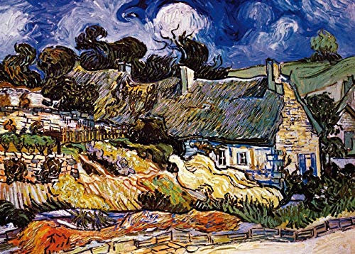 Moruska Thatched Cottages at Cordeville by Vincent Van Gogh Jigsaw Puzzle 1000 Piece Museum Collection Famous Painting Art Puzzles for Adults