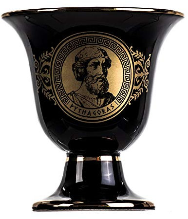 BeautifulGreekStatues Pythagoras Tasse der Gerechtigkeit Pythagoras Theorem Fair Mug Antike Griechenland Schwarz Kobalt, verwendbar