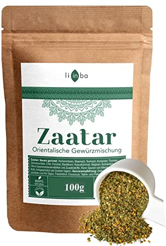 Zaatar Za'atar Gewürz 100g, Orientalische Gewürze fein abgestimmt, Zatar Gewürzmischung mit Sumach, Za atar frei von Zusatzstoffen, in Deutschland abgefüllt