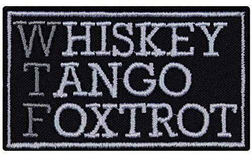 WTF Aufnäher Whiskey Tango Foxtrot Aufbügler Biker Tactical Morale Patch Bügelbilder zum annähen What the fuck Militär Geschenk Applikation Jacke/Weste/Boots 70x40mm