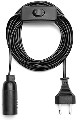 NCC-Licht Lampenfassung max. 40W E14 Schwarz 3,5m Kabel mit Stecker & Schalter