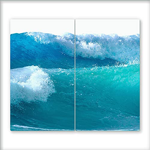 Canvas Fly 60x52 Glas-Herdabdeckplatte für Induktions- & Cerankochfeld, 2-teilig, Universale Küchenarbeitsplatte, Schneidebrett & Kochplatte-Abdeckung Rutschfest, Glasplatte inkl. Silikonnoppen (10)