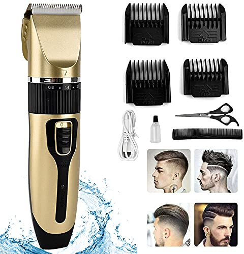 Haarschneider Kinder, Profi Haarschneidemaschine, Herren Bartschneider Barttrimmer Haartrimmer Präzisionstrimmer Langhaarschneider Trimmer Männer, Wireless & USB-Wiederaufladbar, mit 4 Führungskämmen
