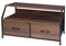 Meerveil Meuble TV,Banc TV avec 2 tiroirs en Non tissé et étagère supportant 25kg,Cadre en Métal, pour Le Salon, 93x39x48,5cm,Noyer
