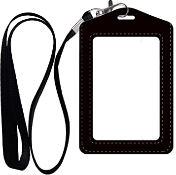 SIOPPKIK Leder Ausweishülle mit Lanyard, Ausweis JoJo mit Band für ID Badge Holder Business Ausstellung Büro Kartenhalter Busfahrkarten Hülle Schüler, Schwarz