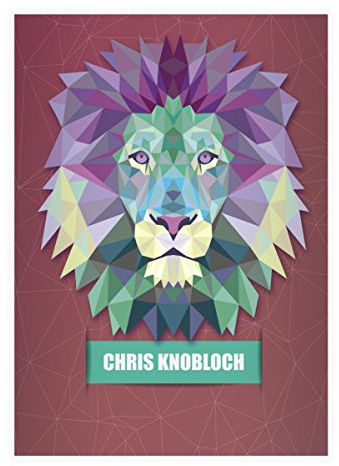 Kartenkaufrausch 16x personalisierte, Starke Raubkatzen DIN A5 Schulhefte, Schreibhefte mit polygonalem Löwen in rot Lineatur 4x (liniertes Heft)