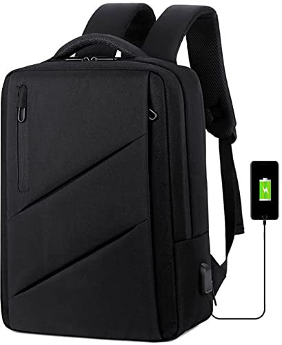 AADECOR Travel Laptop Backpack for Men Women, Water Resistant Expandable Laptop Backpack with USB Charging Port, Anti Theft College School Bookbag Business Work Bag, Fits 15.6 Inch Computer,Black