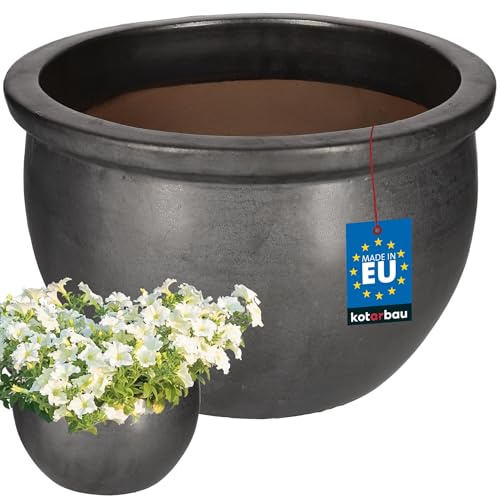KOTARBAU® Pot de fleurs de jardin en céramique - Rond - Graphite