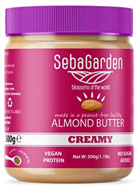 Seba Garden Mantequilla de almendras, 100% almendras, 100% almendras, paleo, apto para keto, sin azúcar añadido